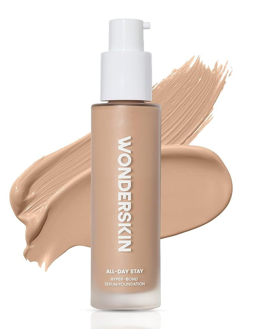 Wonderskin Hyper-Bond Serum Foundation – Waterproof, Transfer-Proof, 24HR Longwear Face Makeup with Niacinamide & Hyaluronic Acid – Lightweight, Natural Finish, Vegan & Cruelty-Free (Moonstone)
