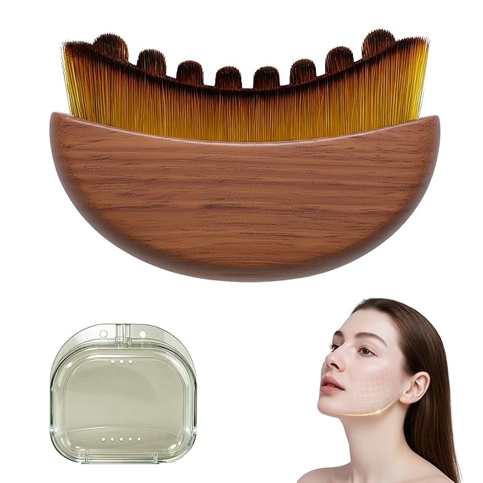 New Lymphatic Contour Face Brush, Wood Face Brush, Lymphatic Drainage device for Face and body, Chin & Jawline Sculpting, Ergonomically Designed to Fit The Skin Precisely and Relieve Fatigue