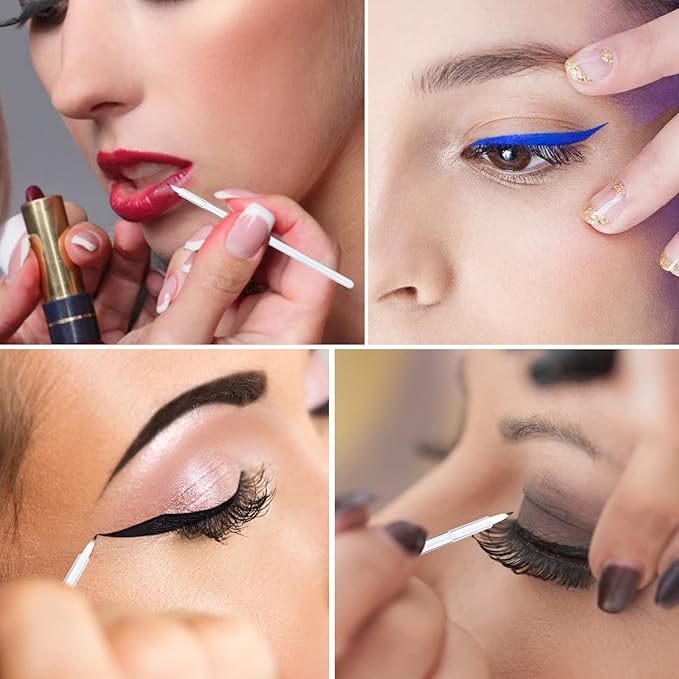 G2PLUS 100PCS Disposable Liner Brushes, Eyebrow and Liner Brush Applicator, Cosmetic Eye Wands for Lip Liners, Eye Makeup, Eyelashes and Detail Painting (Crystal Transparent)