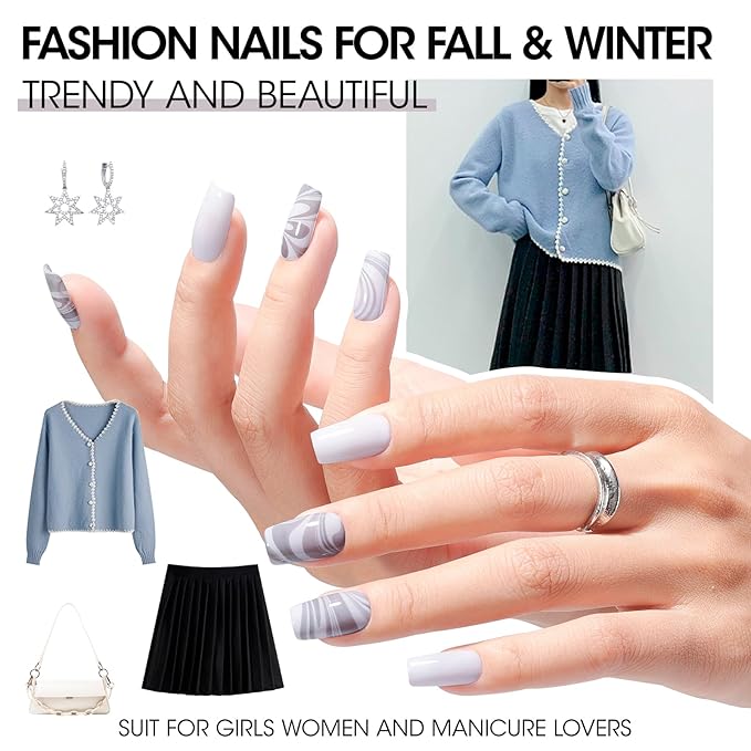 GELLEN Gray Nail Polish Set, Fall Winter Trendy Grey Regular Nail Polish Quick Air Dry 6 Dark Light Colors for Women Gifts DIY Fingernail Toe Nails Home Salon, Not Gel, Hema Free, Non-toxic, No Chip