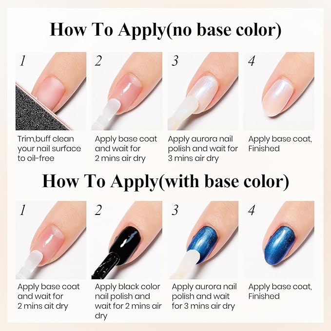 Nail Polish Quick Dry, Mermaid Shimmer Nail Lacquer Pearl White, Blue Aurora Effect, Air Dry Fast Fingernail And Toenail Polish Nail Pigment Natural Color Nail Concealer Polish, 12ML