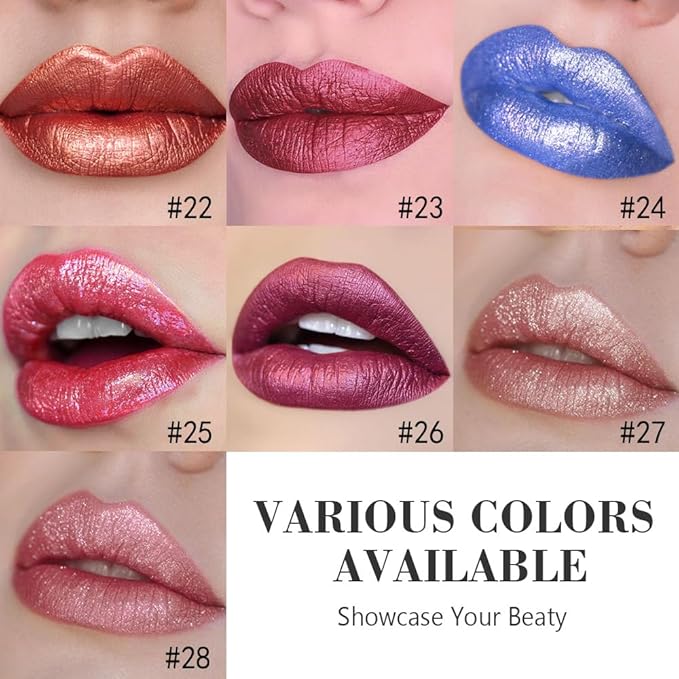 Kaely 2-in-1 Light Plum Red Metallic Lipstick and Lip Liner Makeup, Shimmer Liquid Metallic Lipsticks for Women, Glitter Lip Gloss Stain Long Lasting Waterproof Smudge Proof 24 Hour, Cruelty-Free 28