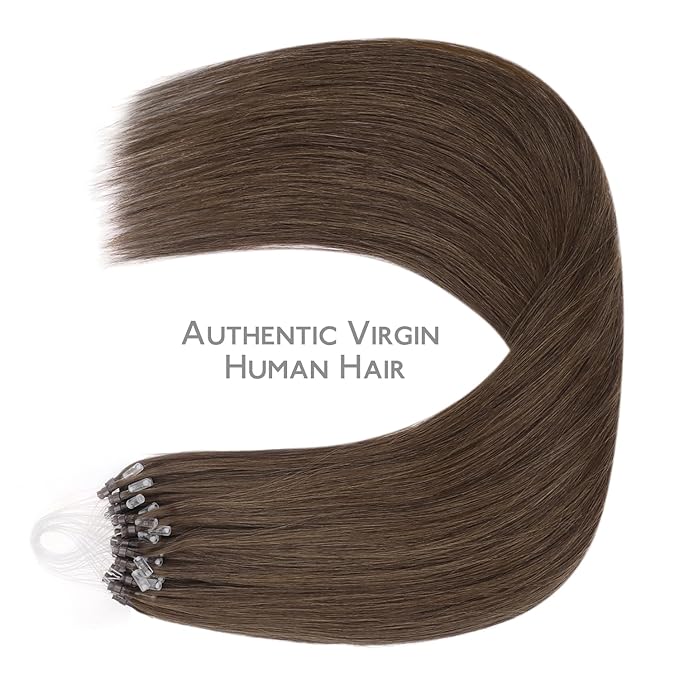 WENNALIFE Microlink Hair Extensions Human Hair, 50g 50s 16 Inch Light Ash Brown Remy Micro Bead Hair Extensions Real Human Hair Micro Link Micro Loop Micro Ring Hair Extensions Invisible Straight