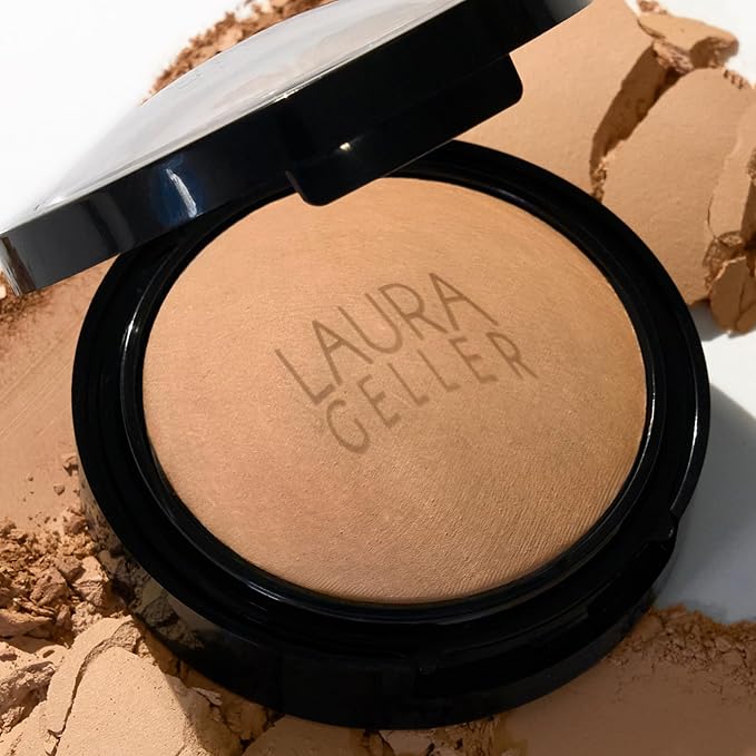 LAURA GELLER NEW YORK Baked Double Take Powder Foundation - Deep - Buildable Medium to Full Coverage - Matte Finish