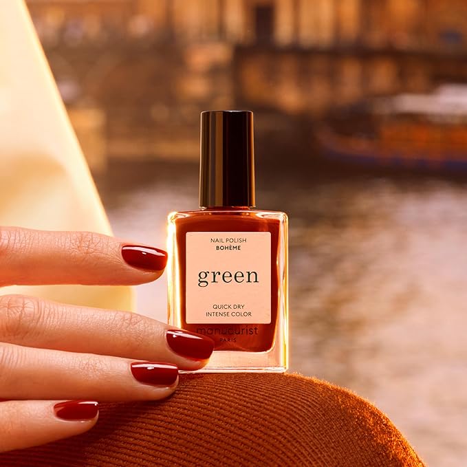 Manucurist Green Boheme - Brownish Red Nail Polish - 9-Free, Vegan and Plant-Based - Quick Dry Manicure - Non Toxic - Made in France - 0.5 fl oz