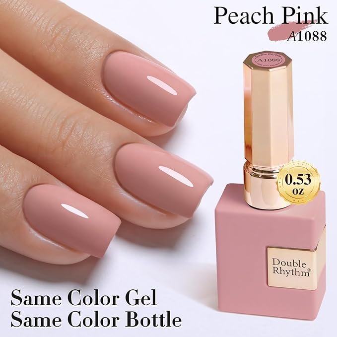 Double Rhythm 0.5Oz Gel Polish Pure Sheer Same Color Same Bottle Soak Off 15ML Gel Polish Manicure Salon Nail Art DIY at Home for Women (Soft Pink-A1088)