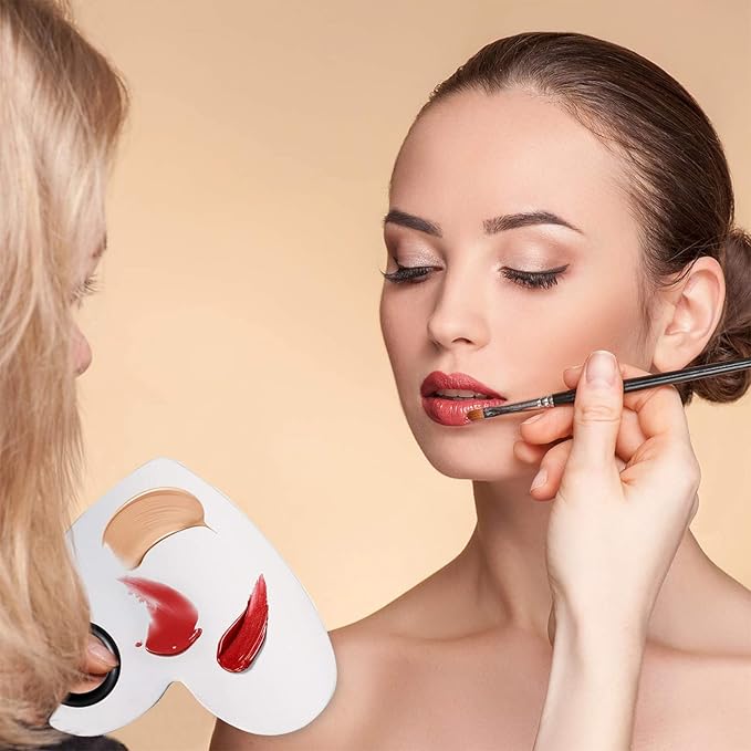 Stainless Steel Makeup Mixing Palette - 2Pcs, Includes Spatula, For Foundation/Eye Shadow/Mascara/Nail Polish/Pigment/Nail Art