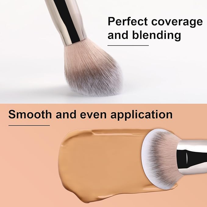 TEOYALL Domed Foundation Brush, Soft Dense Synthetic Bristles Blending Brush for Liquid Cream Foundation Bronzer Contour