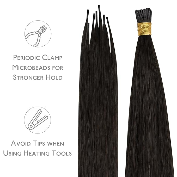 WENNALIFE I Tip Hair Extensions Human Hair, 50g 50s 20 Inch Dark Brown Remy Itip Human Hair Extensions Invisible Itips Straight I Tips Fusion Extensions Real Human Hair