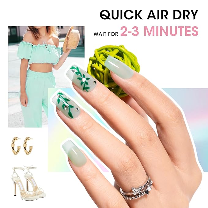 GELLEN Clear Pastel Jelly Nail Polish, Sheer Natural Regular Nail Polish Quick Dry Spring Summer 6-Color Set for Acrylic Natural Nails Home Salon, No UV Gel, Chip Resistant, Hema Free, Non Toxic