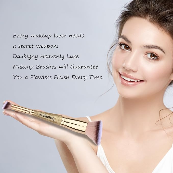 Daubigny Makeup Brushes Angled Dual-ended Foundation Brush Concealer Brush Perfect for Any Look Premium Luxe Hair Rounded Taperd Flawless Brush Ideal for Liquid, Cream, Powder,Blending,