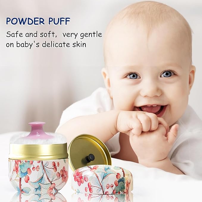 Body Powder Puff and Container for Dusting Powder, Women Powder Puff and Powder Case for Bath and Travel (Ormosia)