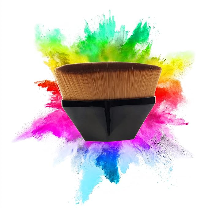 BEAHOT 4 Pack Foundation Makeup Brush - Flat Top Travel Kabuki Brushs Momma Brush for Blending Liquid, Cream or Flawless Powder Cosmetics with Protective Case, Easy to Carry