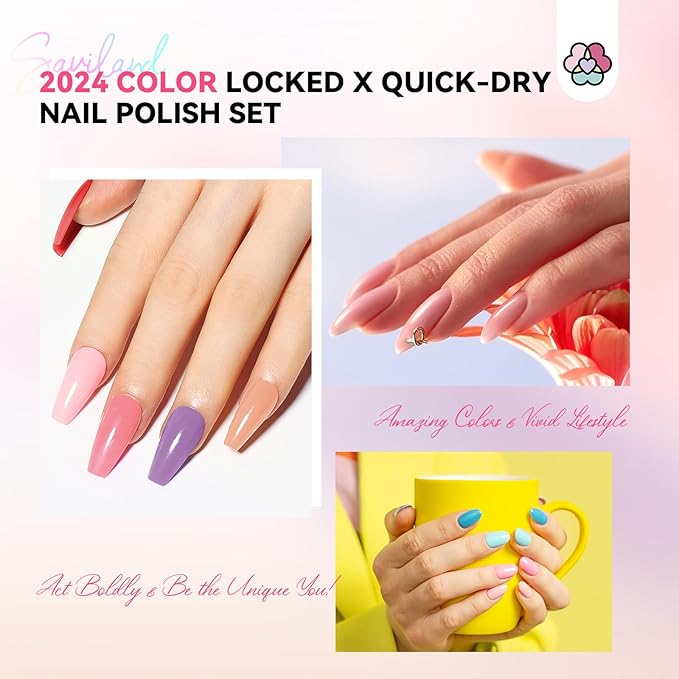 SAVILAND Nail Polish Set - 20pcs Classic Colors Quick-Dry Fingernail Polish,Regular Nail Lacquer Non-Gel Glitter & Solid Shades with Base Coat + Matte/Glossy Top Coats for Salon & Home Manicures