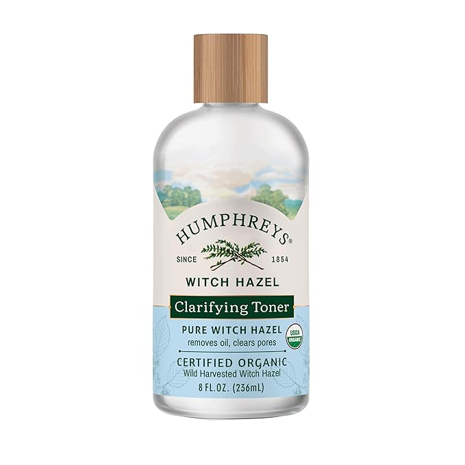Humphreys Witch Hazel Clarifying Toner | Wild Harvested Witch Hazel | USDA Organic | Natural | Hydrating | Clears Pores & Removes Oil | 8 Fl Oz