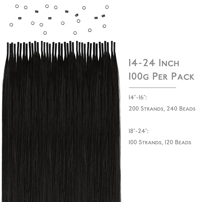 WENNALIFE I Tip Hair Extensions Real Human Hair, 100g 200s 14 Inch Natural Black Remy Itip Human Hair Extensions Invisible Itips Straight I Tips Cold Fusion Extensions