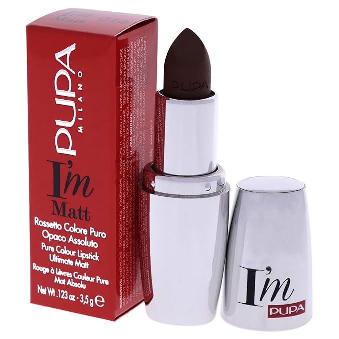 PUPA Milano I Am Matt Pure Colour Lipstick - Dresses Lips In Full, Deep Color - Matte, Velvety And Extremely Sensory Feel - Glides On Without Weighing Lips Down - 016 Mochaccino - 0.123 OZ
