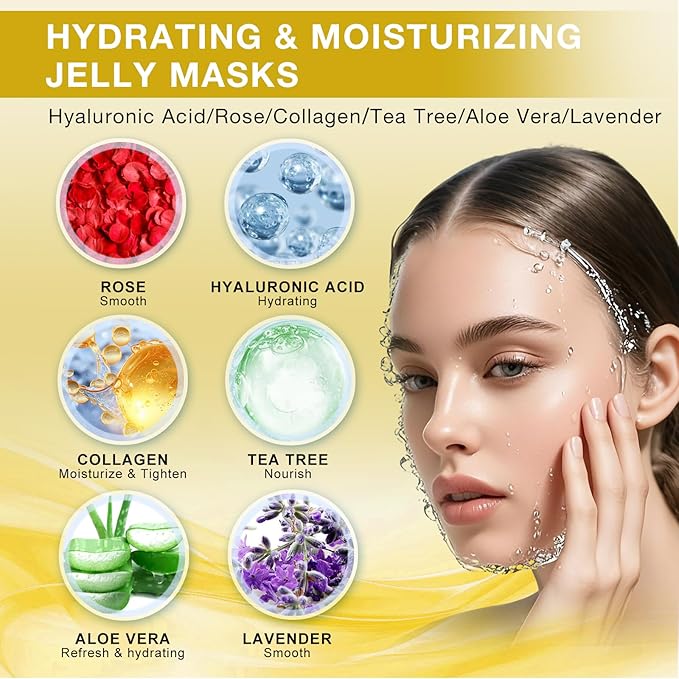 Jelly Mask for Facials Professional, Hydrating & Moisturizing Peel-Off Natural Gel Face Mask SkinCare, Professional Spa Use Jelly Face Masks, Deep Hydration & Glow 23 Fl Oz (6 Pcs)