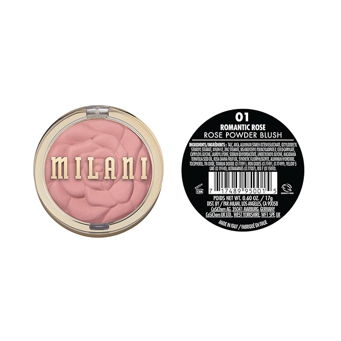 Milani Rose Blush, Powder Blush for Cheeks, Cruelty Free Makeup - Shape, Contour & Highlight Face for a Natural Matte Finish -Romantic Rose