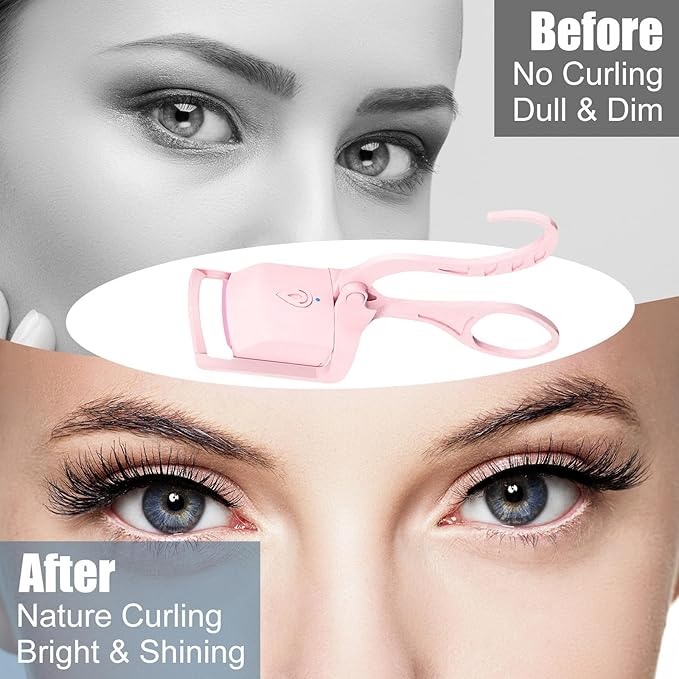 Heated Eyelash Curler, Long-Lasting Electric Lash Curler Rechargeble, for Natural Curling Eye Lashes