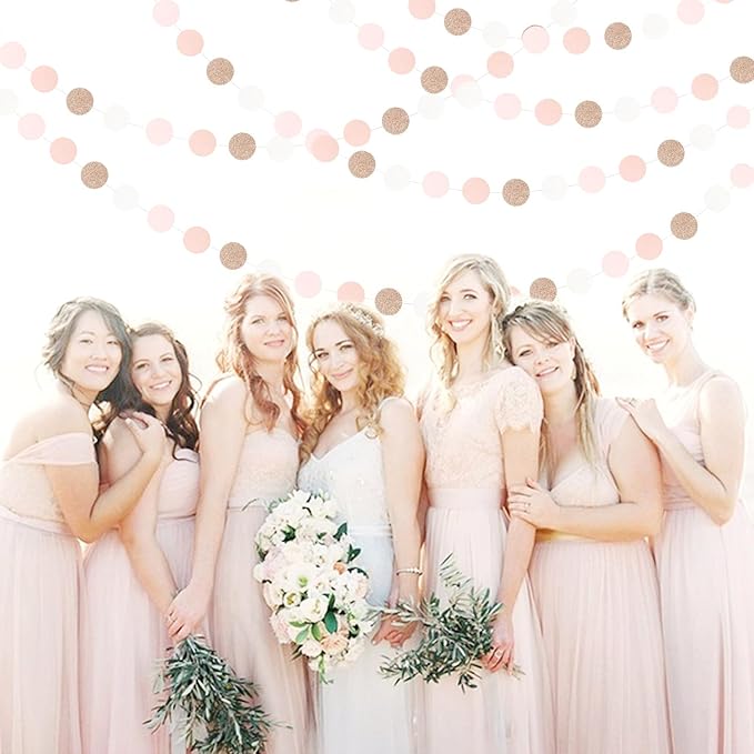 Rose-Gold Pink-White Birthday Party-Decorations Streamers - 52Ft Baby Bridal Shower Hanging Paper Garland Banner,Bachelorette Wedding Engagement Christmas Supplies Backdrop Graduation Decor Hugtmr