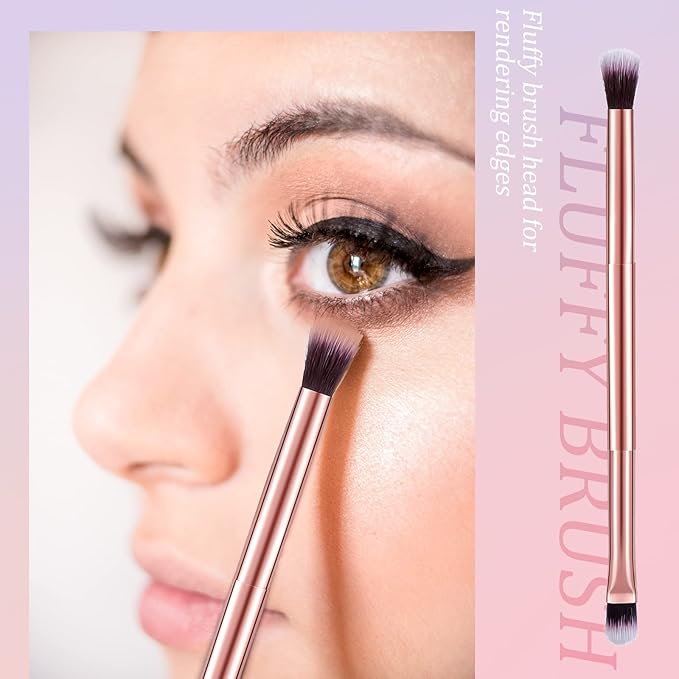 12 Pcs Eyeshadow Smudge Brush 2 in 1 Eyeshadow Double Ended Concealer Brush Under Eye Small Soft Firm Pointed Foundation Makeup Applicator for Blending Liner(Rose Gold)