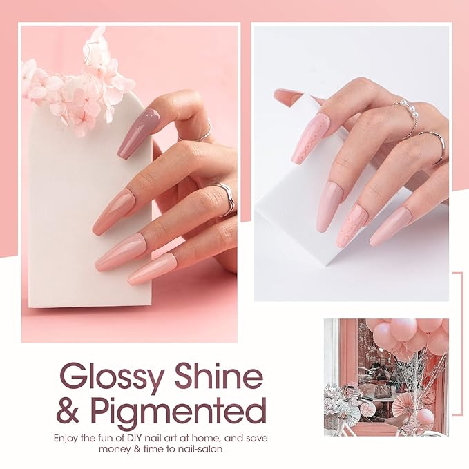 GELLEN Nude Gel Nail Polish Set - Nude Neutrals Brown Orange 6 Colors Gel Polish, Warm Nail Gel Polish Set Nail Art DIY Home Manicure Set