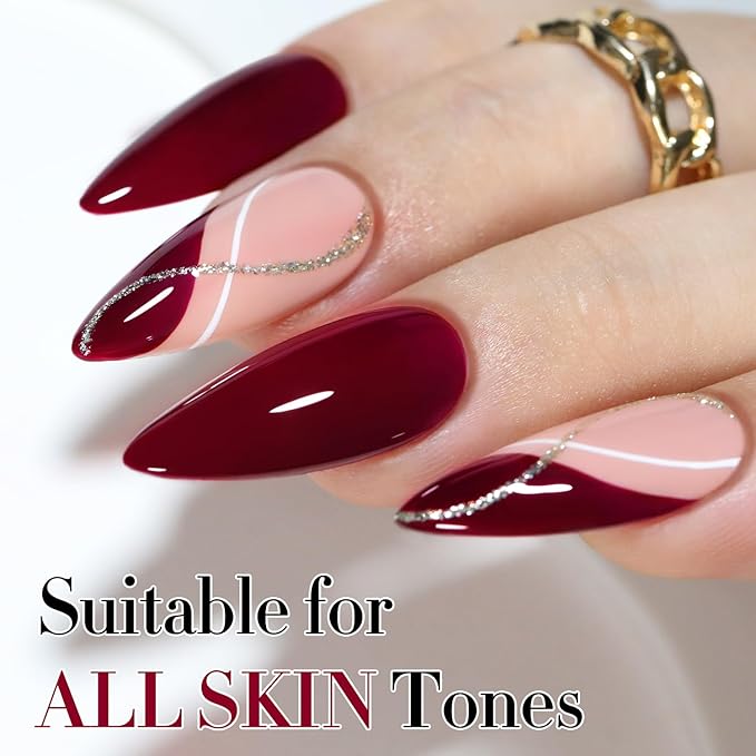 Double Rhythm 15ML Gel Nail Polish Pure Sheer Same Color Same Bottle Soak Off Gel Polish Art Manicure Salon DIY at Home for Women (Burgundy-A1129)