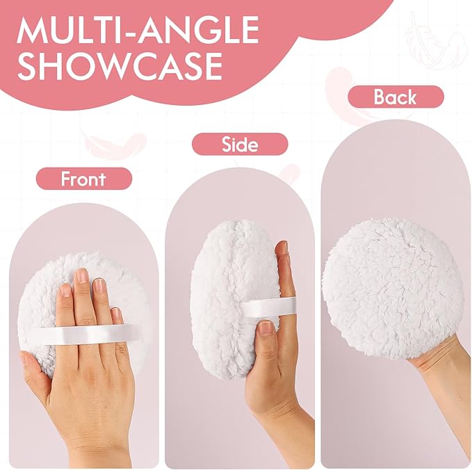 WSYUB Powder Puff, 6 Inch Extra-Large Powder Puff for Body Powder, Body Powder Puff, White