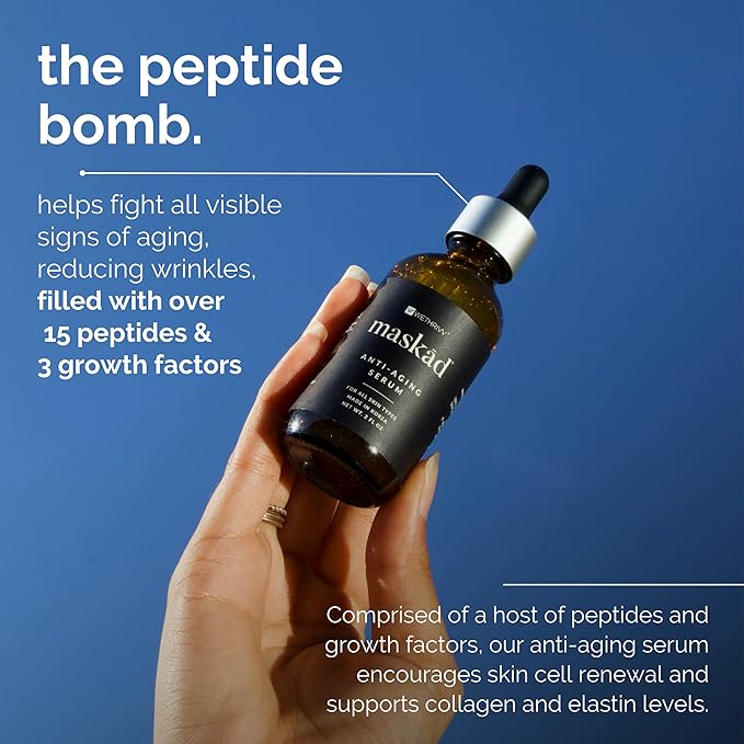 MASKĀD® Advanced Anti-Aging Multi-Peptide Enriched Facial Serum, Peptide Serum to Support Skin Appearance, Fine Lines, & Hydration, Collagen-Focused Care, Clean, Gentle Skin Care, Extra Large 2oz