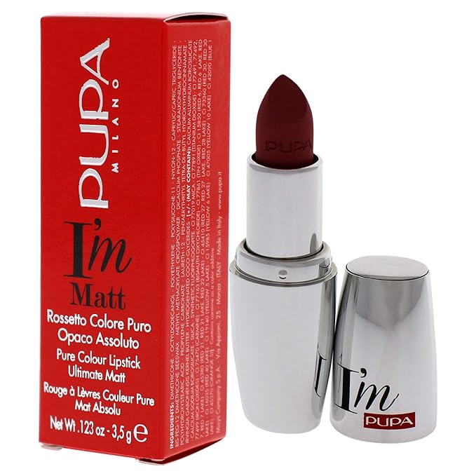 PUPA Milano I Am Matt Pure Colour Lipstick - Dresses Lips In Full, Deep Color - Matte, Velvety And Extremely Sensory Feel - Glides On Without Weighing Lips Down - 012 Angel Rose - 0.123 OZ