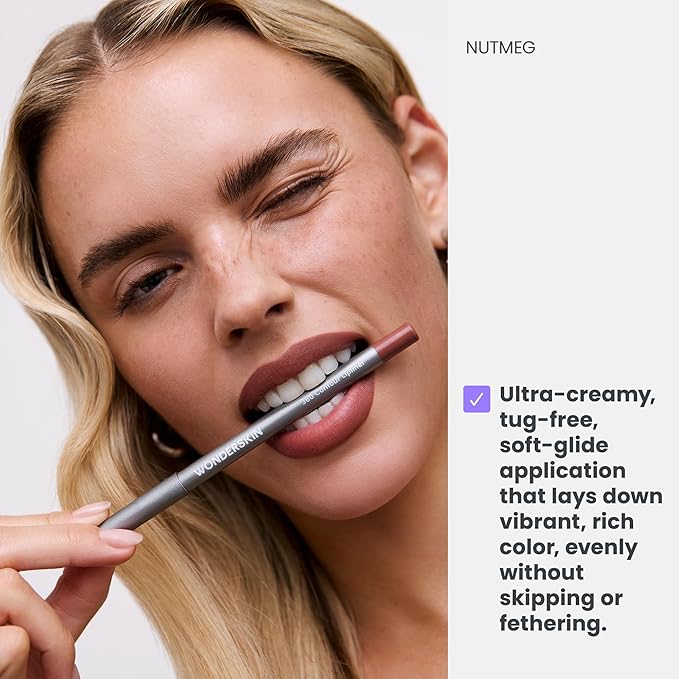 Wonderskin Lipliner Pencil - 360 Contour Lipliner, Long Lasting, Sharpenable, Waterproof and Transfer-Proof Brown Lip Liner Pencil (Nutmeg)
