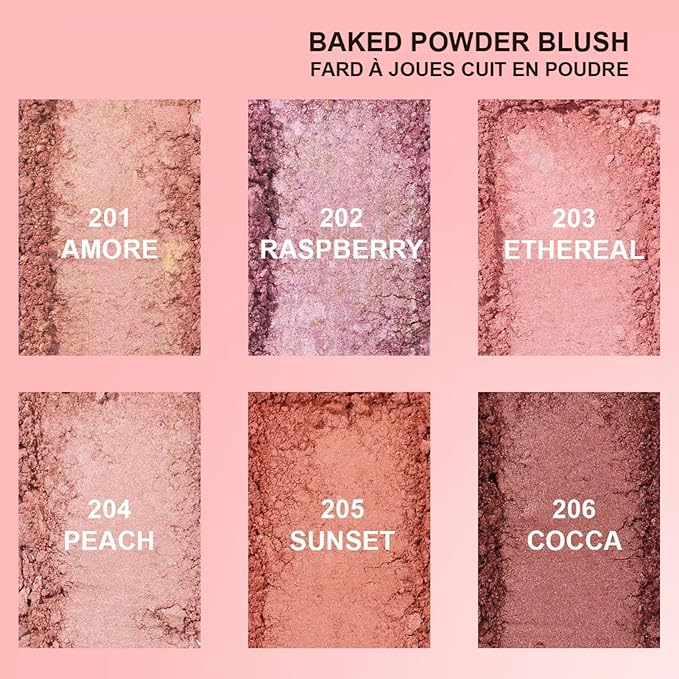 Baked Blush, Marbleized Blush for Cheeks, Shimmery Satin Finish Blushes Powder Palette, Buildable Color Natural Face Makeup Powder