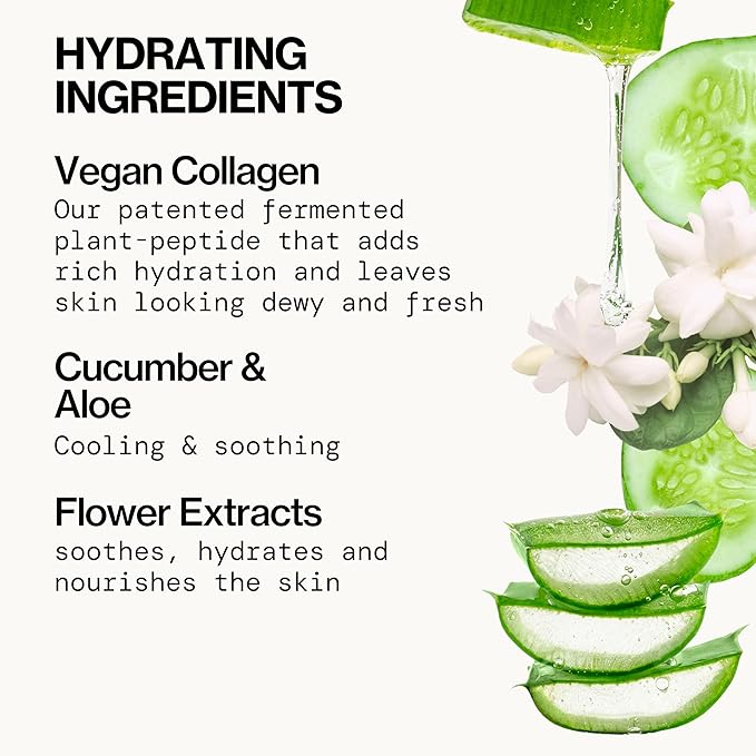 Pacifica Sheet Face Mask - Vegan Collagen Hydrate & Plump with Cucumber & Aloe – Moisturizing Mask for Dry & Aging Skin - Clean Beauty Vegan & Cruelty-Free Dermatologist Tested