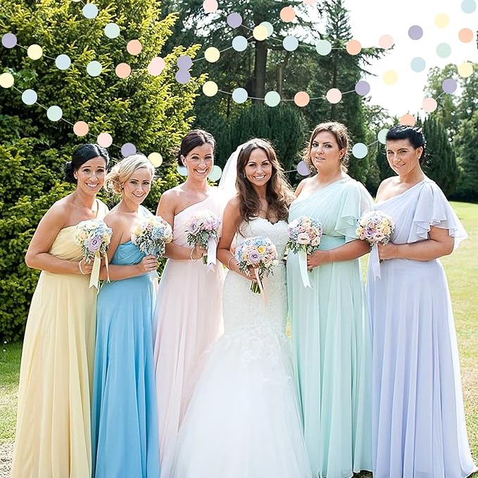 Pastel Rainbow Birthday Party-Decorations Streamers - 52FT Yellow Blue Mint Pink Purple Hanging Paper Garland Banner,Birthday Baby Bridal Shower Bachelorette Engagement Supplies Backdrop Decor Hugtmr