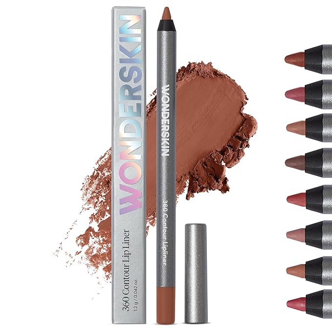 Wonderskin Lipliner Pencil - 360 Contour Lipliner, Long Lasting, Sharpenable, Waterproof and Transfer-Proof Brown Lip Liner Pencil (Nutmeg)