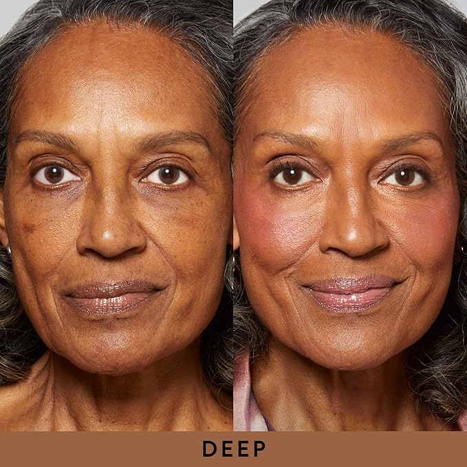 LAURA GELLER NEW YORK Blush-n-Glow Kit - Baked Balance-N-Glow Illuminating Powder Foundation, Deep + Retractable Kabuki Brush + Baked Blush-N-Brighten, Pink Grapefruit