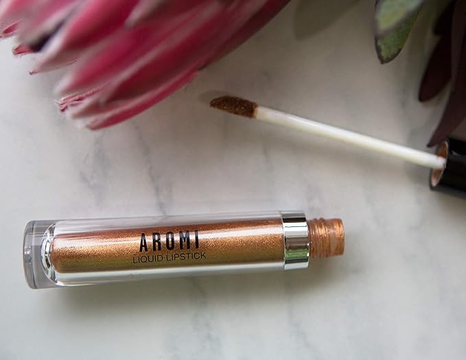 Aromi Gold Metallic Liquid Lipstick | Yellow Bronze Lip Color with Shimmery Finish, Vegan and Cruelty-free, Smudge Proof, Long-lasting | (Gold Digger)