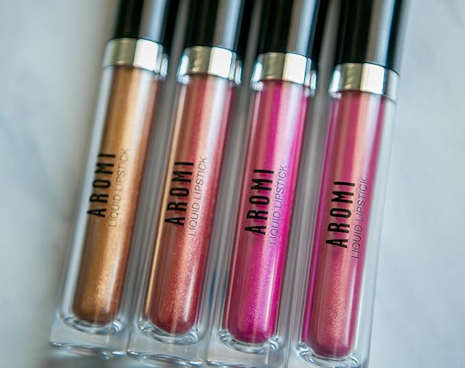 Aromi Copper Metallic Liquid Lipstick, Rosy Bronze Lip Color with Glittery Finish, Long-lasting Makeup, Vegan and Cruelty-free, Handmade (Copper Bliss)