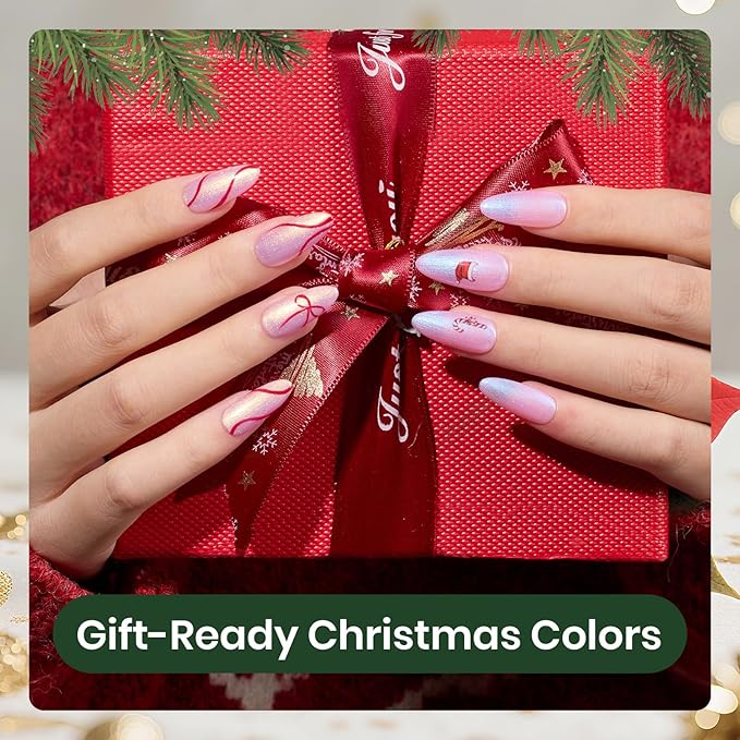 Beetles Christmas Gel Nail Polish Set – Pearl Shimmer Mermaid Gel Polish, 6 Color Pink Purple Blue Yellow Festive Gel Nail Kit, Soak Off UV LED Nail Drawing Manicure Holiday Gift for Women