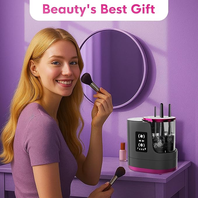 3 IN 1 Electric Makeup Brush Cleaner,Automatic Makeup Brush Cleaner with Makeup Brush Dryer,Portable USB Deep Cleaning for All Size Beauty Makeup Brush Set,Blush Brush (Grey)