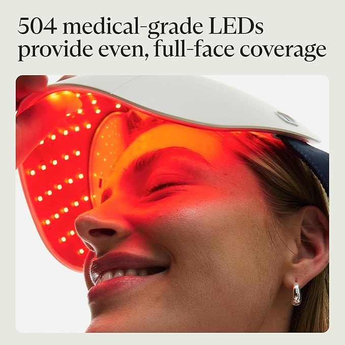 TheraFace Mask Glo by Therabody | Cordless LED Face Mask with Red, Blue & Infrared Light | at-Home Light Therapy Mask for Radiant, Healthier-Looking Skin | Includes Protective Eye Shield