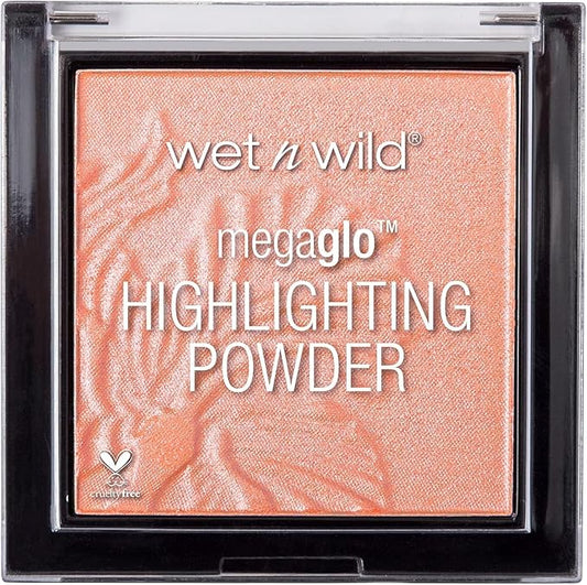 wet n wild MegaGlo Highlighting Powder, Highlighter Makeup, Shimmer Glow, Pink Rose Gold Bloom Time