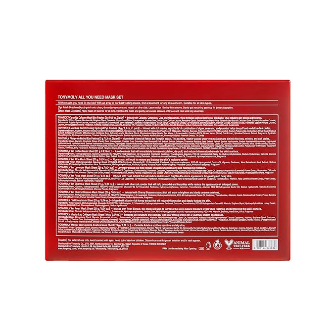 TONYMOLY All You Need Mask Set – 13-Piece Face Mask Set with 10 Hydrating Sheet Masks & 3 Eye Masks for All Skin Types, Skincare Variety Pack, Paraben-Free, Travel Size