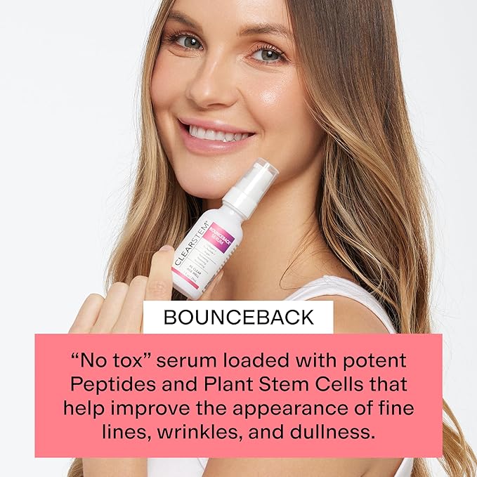 CLEARSTEM BOUNCEBACK Anti Aging Facial Serum - Peptides Serum for Face Hydration with Growth Factor for Deep Wrinkle Repair - Lightweight Formula for Visibly Smooth, Firm, Softer and Radiant Skin