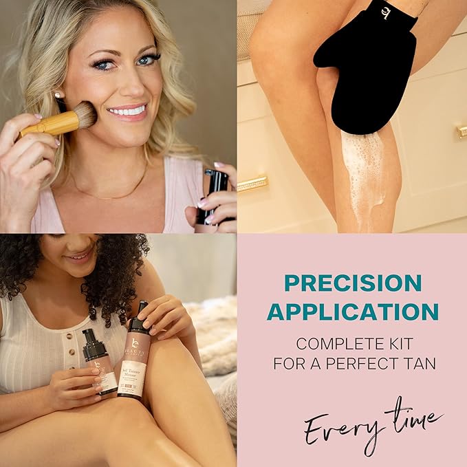 Self Tanner Tanning Mousse Kit - USA Made with Natural & Organic Ingredients, Tan Kit with Kabuki Brush & Mitt, Tanning Foam for Fake Tan, Non Toxic Sunless Tanner, Self Tanners Best Sellers
