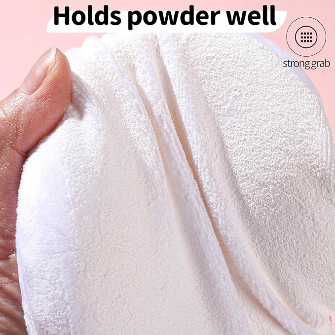 Teenitor 2Pcs 5Inch Body Powder Puff, Powder Puff for Body Powder, Extra Large Powder Puff Soft Velour Puff White