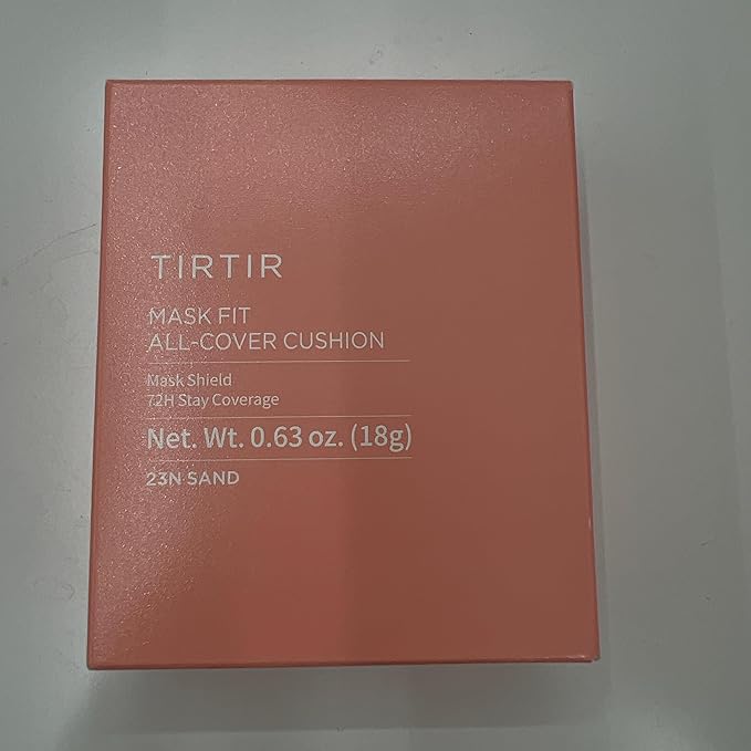TIRTIR Mask Fit All Cover Pink Cushion Foundation | High coverage, Velvety Matte Finish, Lightweight, Flawless, Corrects Redness, Korean Cushion (#23N Sand, Full Size, 0.63 Fl Oz)