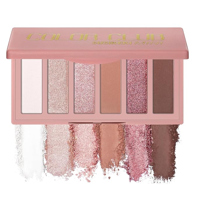 6 Colors Mini Eyeshadow Makeup Palette Blush-colored Neutral Tone Eye Shadow Matte & Shimmer Nude Make Up Pallet with Mirror Blendable Highly Pigmented Travel Size Gift Kit 03