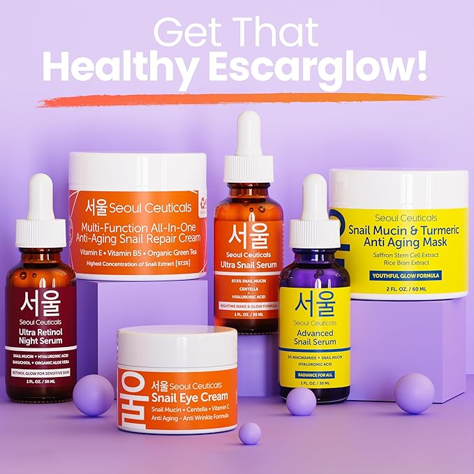 SeoulCeuticals Korean 5% Niacinamide + Snail Mucin 97.5% Essence Serum + Hyaluronic Acid, Cruelty Free Korean Skin Care, Natural & Organic Anti Aging Face Serum for Dull Skin, K Beauty 1oz